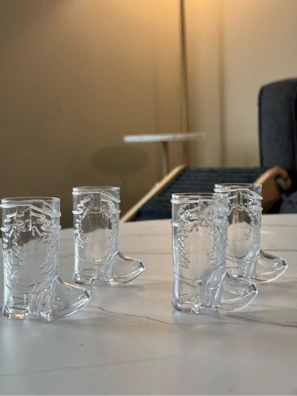 Clear Glass Cowboy Boot Shot Glasses - Set of 4